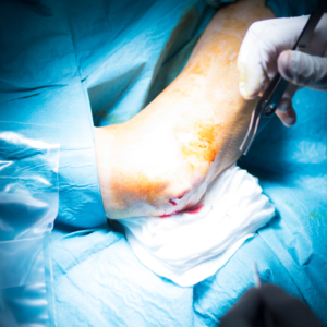 Surgeon performing a procedure to treat severe tennis elbow